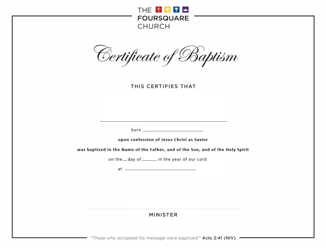 Printable Baptism Certificates Church