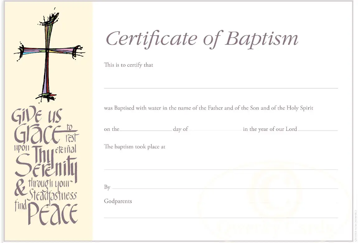 Baptism Certificate to Print