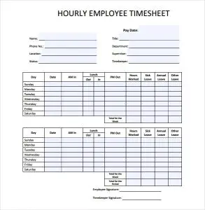 Blank Time Sheets Printable