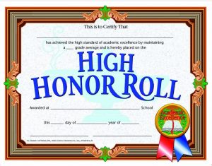 Certificate of Honor Roll