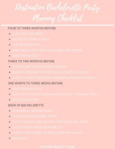 Checklist for Bachelorette Party
