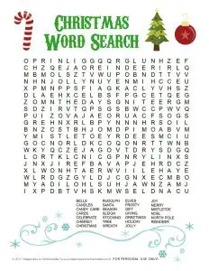 Christmas Wordsearch for 5th Grade