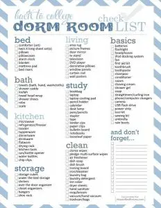 College Dorm Checklist Template