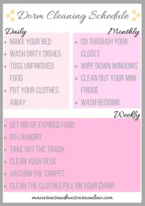 College Dorm Cleaning Checklist