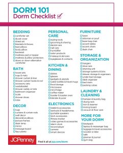 College Student Dorm Checklist