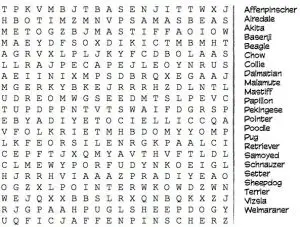 Dog Breeds in Word Search
