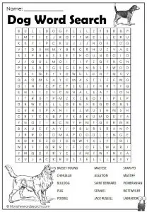 Dog Word Search for Kids