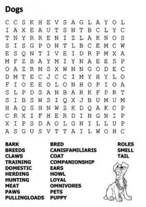 Dog Word Search to Print