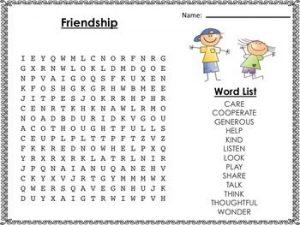 Easy Friendship Word Search