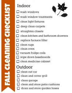 Fall Cleaning Checklist Photo