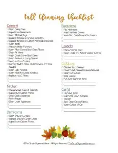 Fall Cleaning Checklist Picture