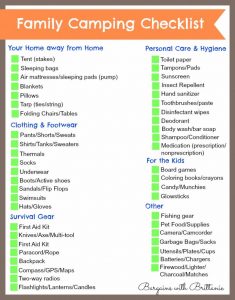Family Tent Camping Checklist