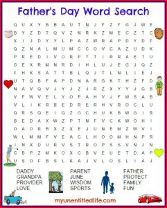 Father's Day Word Search Easy