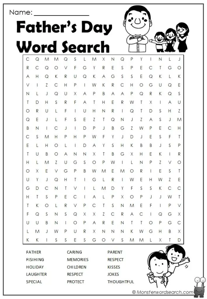 12 Lovely Father s Day Word Search Puzzles Kitty Baby Love