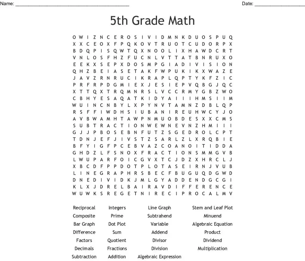 20 Thrilling 5th Grade Word Searches | KittyBabyLove.com