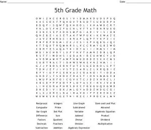 Fifth Grade Word Search