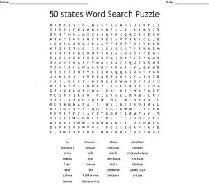 Fifty States Word Search