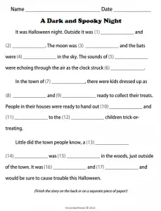 Fill in the Blank Halloween Stories