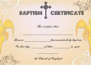 Fillable Baptism Certificate