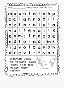 First Grade Word Search to Print
