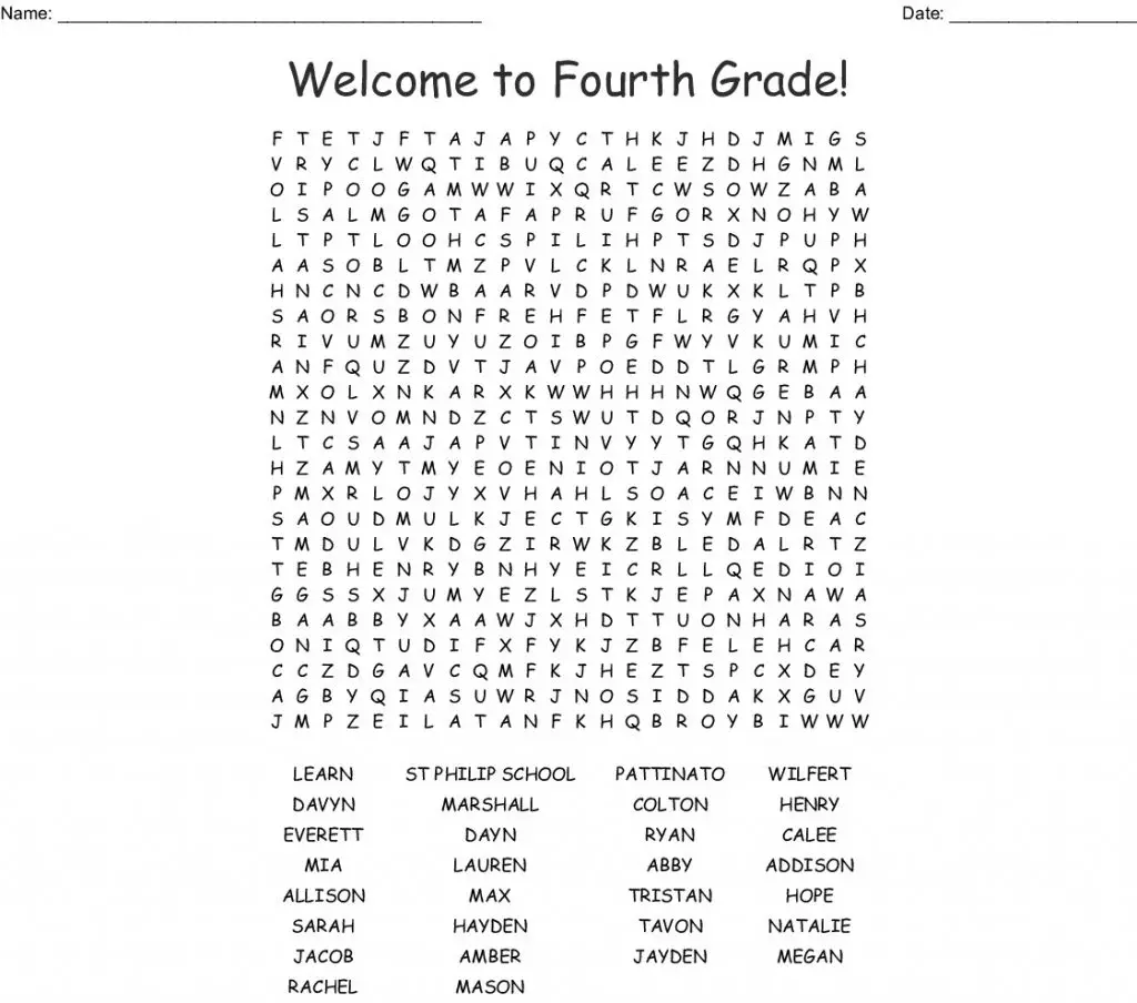 26 Fun Yet Educative 4th Grade Word Searches | KittyBabyLove.com