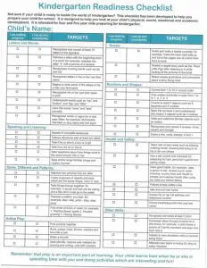 Free Printable Kindergarten Readiness Checklist