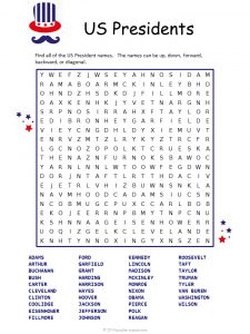 Free Printable Presidents Day Word Search