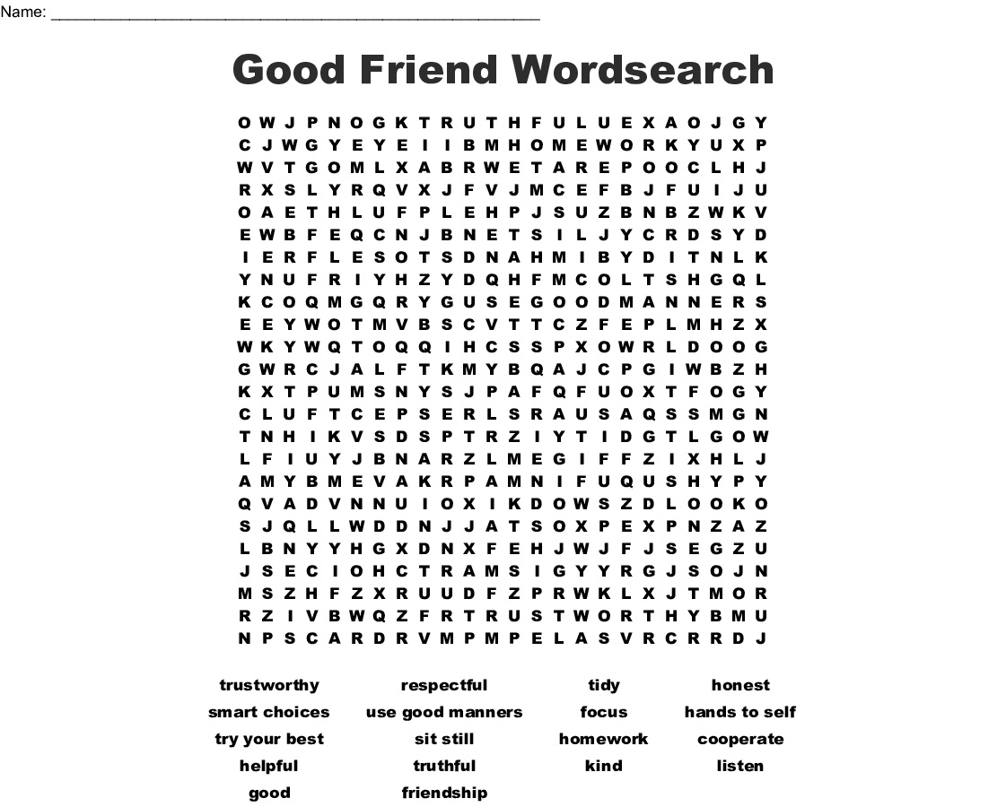 12 Fulfilling Friendship Word Searches Kitty Baby Love