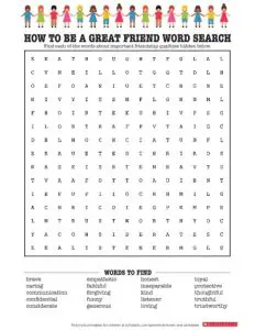 Friendship Word Search for Teenagers