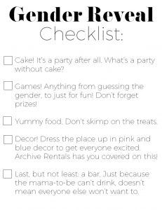 Gender Reveal Party Planning Checklist