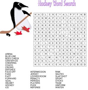 Hockey Themed Word Search