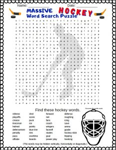 Hockey Word Search Worksheet