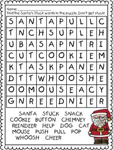 Holiday Wordsearch for 1st Grade