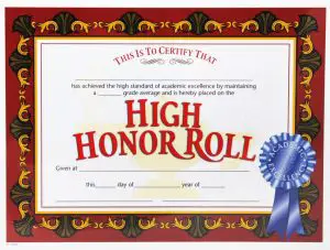 Honor Roll Certificate High School