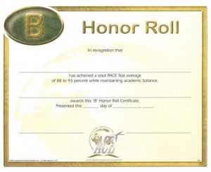 Honor Roll Certificate to Print