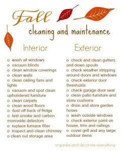 Images of Fall Cleaning Checklist