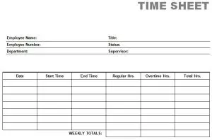 Images of Printable Time Sheets