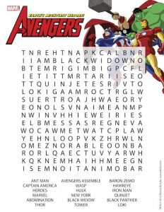 Marvel Avengers Word Search
