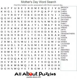 Mother's Day Word Search to Print