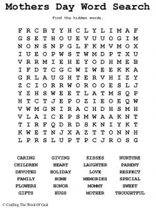 Mothers Day Wordsearch for Adults
