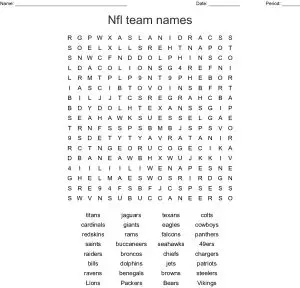 NFL Word Search