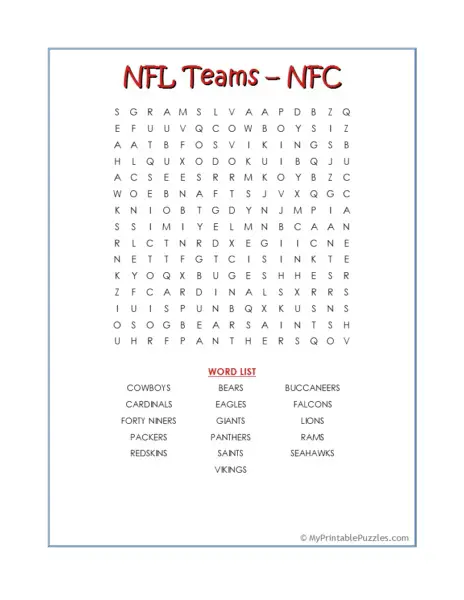 10 exciting nfl teams word searches kitty baby love