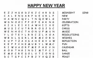 New Year's Word Search for Adults