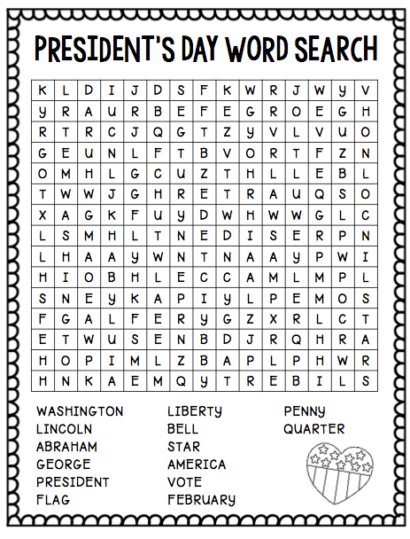 12 Engaging Presidents Day Word Searches Kitty Baby Love