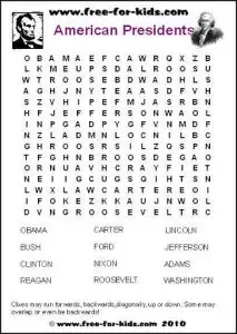 Presidents Day Word Search 3rd Grade
