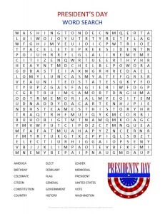 Presidents Day Word Search Printable