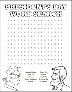 Presidents Day Word Search Worksheet