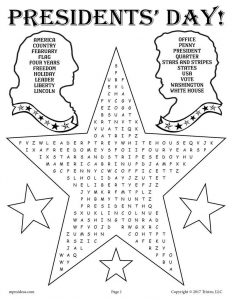 Presidents Day Word Search to Print