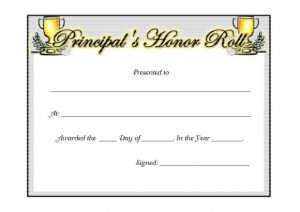 Principal's Honor Roll Certificate