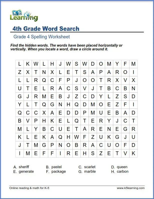 26 Fun Yet Educative 4th Grade Word Searches Kitty Baby Love